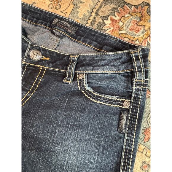 Silver Jeans Women's Bedazzled Flare Wide Leg Bootcut Jeans Size 30 X 33 - Picture 6 of 14